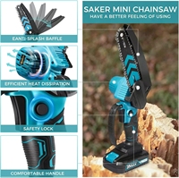 Mini tronçonneuse électrique sans fil de 6 pouces avec lubrification automatique, 4500 tr/min, pour la coupe de branches d'arbres et de briques, la découpe du bois