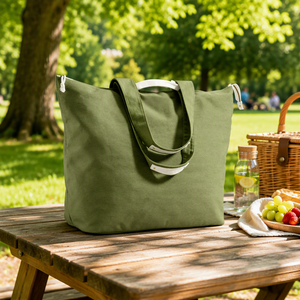 Borsa da Spiaggia Grande Estiva da Donna, Borsa da Viaggio Extra Large con Tasche, in Tela Verde Oliva 22x18x12 Pollici, Borsa Weekender Multifunzione - Product Image 3