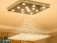Lustre moderne en cristal avec structure en fer, éclairage LED AC 220V pour salon, plafond haut, taille moyenne, fait main, faisceau 360°