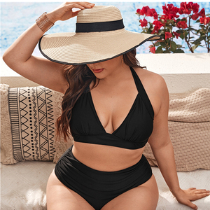 Bikinis negros sexis de alta calidad para mujer gorda, traje de baño de talla grande, trajes de baño de dos piezas - Product Image 1