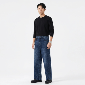 Jeans de Mezclilla de Cintura Baja, Corte Recto, Lavado Claro, Estilo Casual para Hombre, Algodón Ecológico, Corte Holgado, Tela de Peso Medio, Estilo Otoñal - Product Image 3