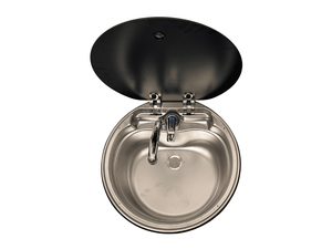 Évier compact rond pour camping-car, à couvercle rabattable, en acier inoxydable léger, anti-corrosion, résistant à la chaleur, à cuve unique - Product Image 6