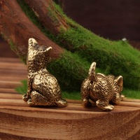 1 pièce Mini figurine de chaton rétro en laiton, décoration de bureau, ornement animalier de simulation, populaire à l'international