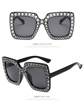 Lunettes de soleil unisexes rectangulaires à monture complète, protection UV400, style ciel étoilé, grand cadre plaqué diamant, style européen et américain, best-seller