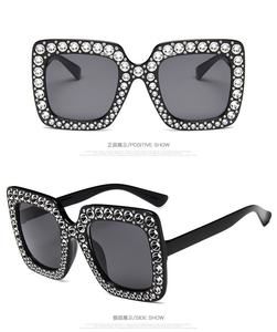 <span class=keywords><strong>Lunettes</strong></span> de soleil rectangulaires unisexes à protection UV400, style ciel étoilé, monture large plaquée diamant, style européen et américain, les plus vendues - Product Image 4