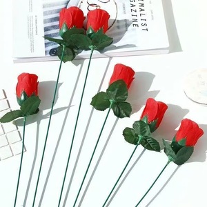 Roses artificielles du fabricant, branche unique, en tissu tressé, pour décoration de mariage, bouquet de la Saint-Valentin - Product Image 4