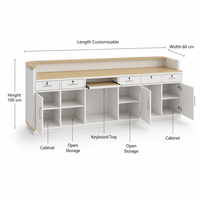 Comptoir de réception carré moderne et durable en bois blanc veiné avec éclairage LED latéral, logo personnalisé, pour salon de beauté et hôtel