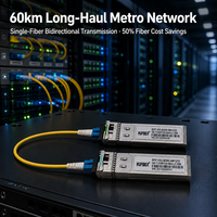 Module transceiver optique 10G SFP+ BiDi IP avec 60 km SMF pour le déploiement de réseaux WAN, de transport métropolitain, de DCI régional et d'accès aux opérateurs