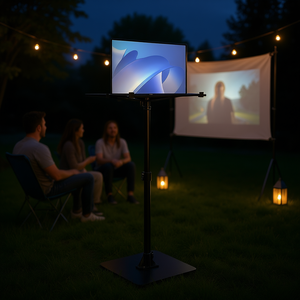 Support de sol réglable en hauteur pour projecteur 30,3-63,4 Noir, support de projection extérieur à plateau unique, capacité de charge maximale 22 lb - Product Image 2