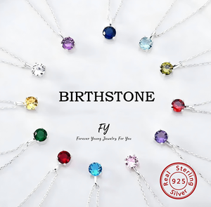 Collares <span class=keywords><strong>de</strong></span> Joyería Fina Minimalista FY, Plata <span class=keywords><strong>de</strong></span> Ley 925, Collar con Colgante <span class=keywords><strong>de</strong></span> Circonita Cúbica Solitaria con Piedra <span class=keywords><strong>de</strong></span> Nacimiento - Product Image 1