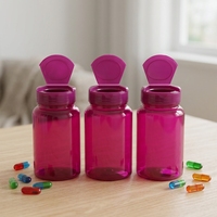 Bouteilles de pilules en plastique médical PET de haute qualité, vides, pour comprimés de vitamines, avec bouchon