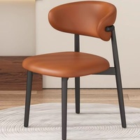 Chaise de bar moderne en cuir de style italien, dossier rembourré, robuste et luxueuse, pour bar à domicile, salle à manger, B&B, réception d'hôtel