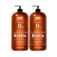 Ensemble Shampoing et Après-Shampoing Nourrissant à la Biotine 500ml, Gel Végétalien Épaississant à l'Huile de Ricin et au Gingembre, Anti-Pelliculaire, Favorisant la Croissance Capillaire pour Tous