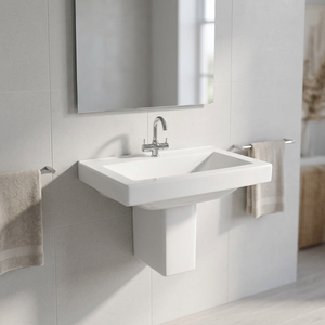 Vistaar Lotus – Lavabo sur pied ovale en céramique, design moderne pour salle de bain, équipement sanitaire - Product Image 6