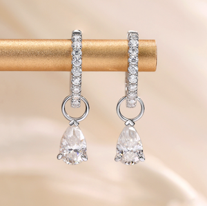 Boucles d'oreilles Moissanite simples multi-usages en argent sterling S925 plaqué avec des boucles d'oreilles Moissanite en forme de larme en or 18 carats - Product Image 2