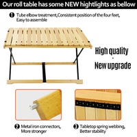 Table de pique-nique en bois, rouleau pliable, créatif, bas en bambou, pour la plage, la pêche