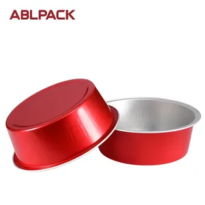 ABL PACK Disposable Ramekin Aluminum Foil Container 150ML/5oz Aluminum foil Pan Food Tray with Plastic Lid