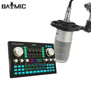 Fifine DAYMIC-Microphone professionnel à condensateur 48V, avec Interface Audio, pour la diffusion, carte son externe