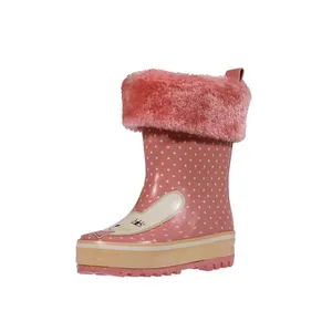 Botas de lluvia ligeras de lunares para niños pequeños, bonitas Botas de lluvia transparentes, baratas, de goma, para invierno