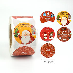 Rollo de pegatina de sello de Navidad rojo de arte popular de PVC personalizado, etiqueta decorativa <span class=keywords><strong>Holly</strong></span> Jolly de 3,8 cm, caja de regalo de vacaciones, embalaje de sobre - Product Image 1