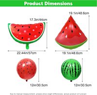 Kit d'arche de ballons ronds en aluminium motif tranches de pastèque rouge et verte, 16 pièces/ensemble, pour décorations de fête sur le thème des fruits d'été