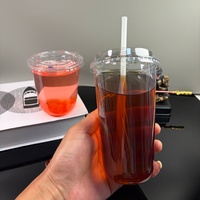 Gelas Plastik Kopi Es Transparan Bentuk U Dasar Bulat PET Sekali Pakai Bermerek Khusus 10 12 14 16 18 20oz Dengan Tutup untuk Minuman Bawa Pulang