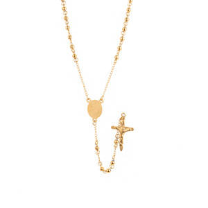 Christlicher Katholizismus Lange Edelstahl Perlenketten Hot Selling Rosenkranz Gebets perlen Kreuz Religiöse Halskette Schmuck für Männer - Product Image 2