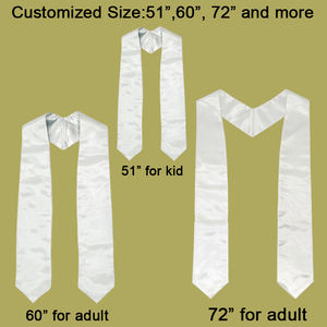 Étole de graduation en satin blanc personnalisée en gros avec logo imprimé - Product Image 2