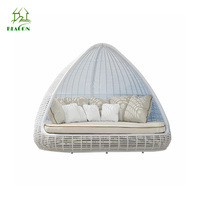 Hotel Dreieck Strand betten Rattan Wicker Sun Day Daybed Gartenmöbel Chiase Lounge Sonnen liegen mit Baldachin