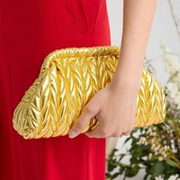 Pochette de Soirée Élégante Dorée de Luxe pour Femme – Nouveau Sac à Main Haut de Gamme pour Robe de Soirée, Fête et Mariage