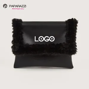 Paparazzi PA0458 Высококачественная Черная вечерняя сумка-клатч из искусственной кожи на заказ для женщин