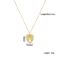 Collier en acier inoxydable avec pendentif réglable en forme d'ailes d'ange et de cœur, accessoire de vente en gros N26115