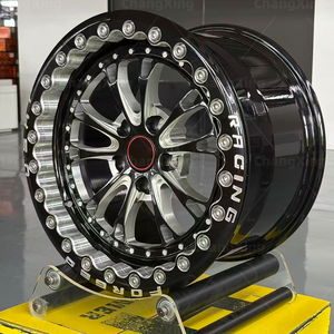 1/2 buah roda kustom tempa 17 * 10J 15*10 5*120 5*114.3 Gloss hitam Multi Ruji roda Beadlock tempa untuk mobil balap Mustang - Product Image 1