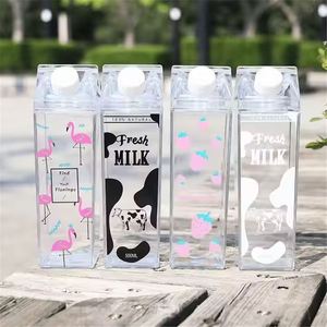 Bouteilles d'eau de sport portables en plastique transparent carrées personnalisées de 500 ml sans BPA - Product Image 5