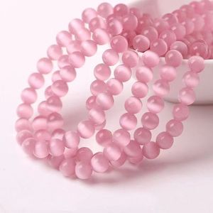 Perles en pierre œil de chat rouge vif, 6mm, 8mm, 10mm, roses et blanches, rondes, en vrac, pour la fabrication de bijoux, bracelets, colliers - Product Image 3