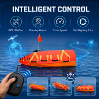 Bateau de sauvetage électrique d'urgence télécommandé avec navigation GPS BeiDou, orange, 2200 lb