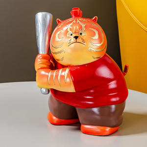 تمثال نمر كرتوني لطيف من الراتنج، تمثال مرسوم يدويًا للسنة الصينية الجديدة، حرفة نحتية للديكور المنزلي وهدية فنغ شوي - Product Image 3