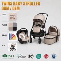 Poussette double pliable OEM avec siège réversible, nacelle, landau, chariot de voyage pour bébés, tout-petits, jumeaux, nouveau-nés