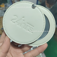 Vente directe usine : Miroir de poche thématique en cuir PU, motifs personnalisables, portable, cadeaux publicitaires promotionnels