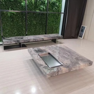 Grande table basse en marbre unique de haute qualité, nouveau design, meuble <span class=keywords><strong>TV</strong></span> et table basse, ensembles de salon de villa moderne de luxe - Product Image 6