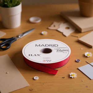 ILAN Cinta de Tela Roja de 2.5cm x 64m para Manualidades y Decoración (Madrid, París, Londres, Tokio, Milán) - Product Image 2