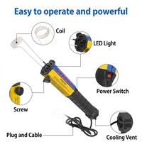 Kit de chauffage à induction magnétique portatif professionnel 1000W, sans flamme, pour débouloner les écrous, outil de réparation automobile avec 8 bobines et LED intégrée