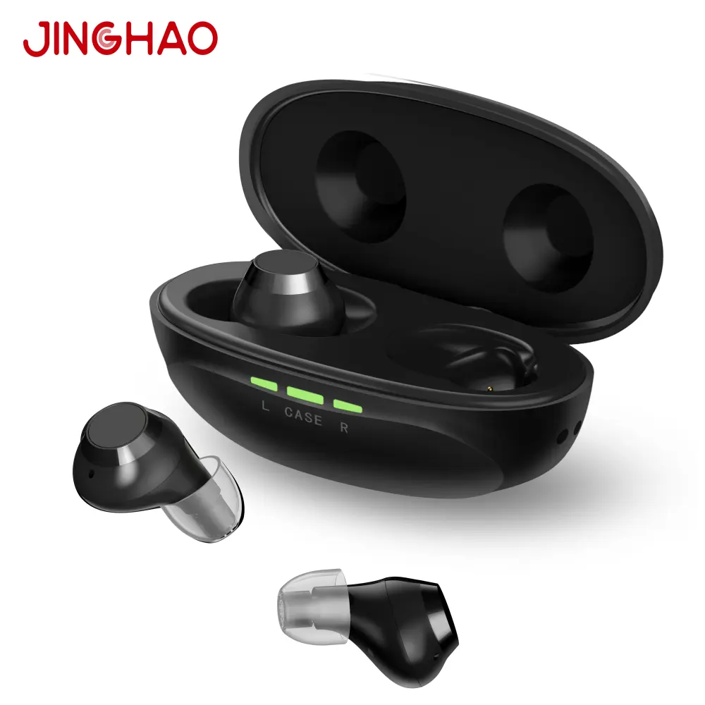 Jinghao Rechargeable ITE App and Tap Contral Button Binaural Hearing Aids Amplifier With Bluetooth Wireless Programming