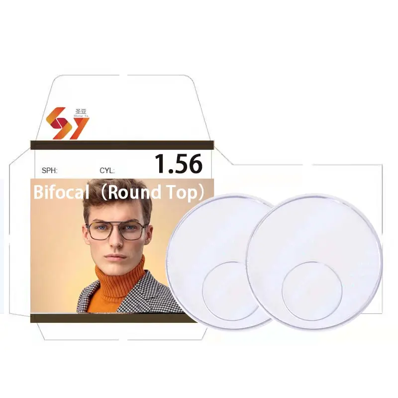 1.56 hmc round top bifocal photochromic 1.49 manufacturers CR39 spectacle lentes opticos optic optical lenses lens