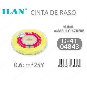 Cinta de Raso Iln de 0.6cm x 25 yardas, Color Amarillo Azufre D41 - Product Image 1