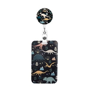 Dinosaur-printed <b>ID</b> card <b>holder</b> with easy-pull buckle, retractable name tag and access card <b>holder</b> with security buckle, - Product Image 5