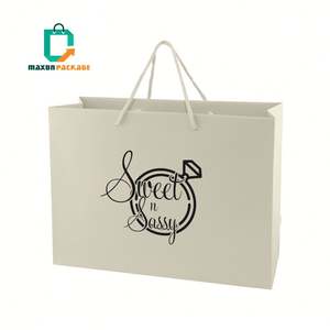 Bolsa de compras impresa personalizada con logotipo personalizado de embalaje de lujo con mango de arte blanco promocional - Product Image 3