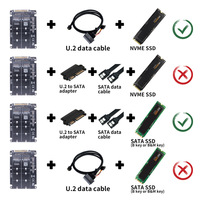 Kartu Adaptor 2 in 1 M.2 SSD ke U.2 SFF-8639, Casing Aluminium Alloy, Konverter PCIe 3.0 X4, Mendukung NVMe & SATA NGFF M/B Key SSD