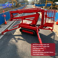 Plateforme de travail aérienne automotrice sur chenilles, hauteur de plateforme max. 10 m, hauteur de travail 12 m, charge utile 200 kg, pour murs rideaux