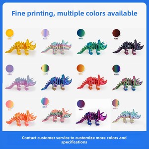 Figurine de dinosaure Triceratops imprimée en 3D, entièrement articulée, avec articulations mobiles, pose libre, figurine d'action pour enfants, décoration et cadeau - Product Image 4